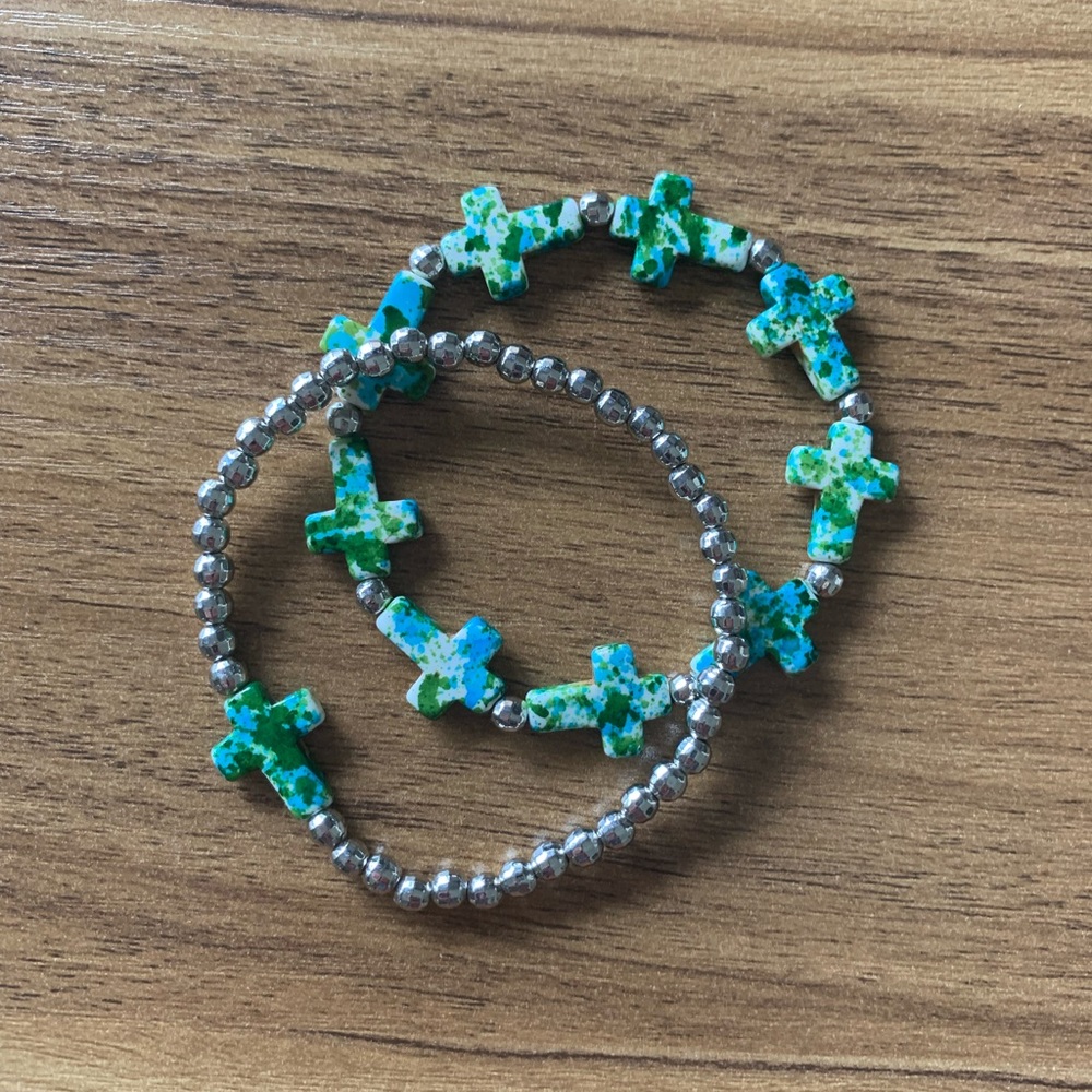 {Handmade} Beaded Cross Bracelets Set
